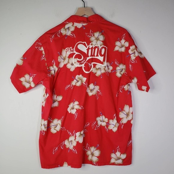 Vintage Budweiser Hawaiian Barefoot In Paradise Shirt L The Sting Red - Picture 1 of 7